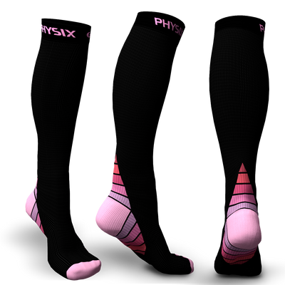 Compression Socks for Men & Women (Black & Pink)