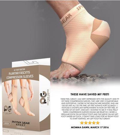 Plantar Fasciitis Compression Sleeves PAIR  (BEIGE)