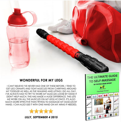 Muscle Roller Stick by Physix Gear Sport with Free Ebook (RED)