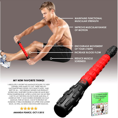 Muscle Roller Stick by Physix Gear Sport with Free Ebook (RED)