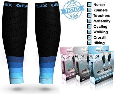 Calf Compression Sleeve for Men & Women (Black & Blue)