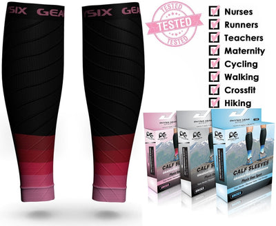 Calf Compression Sleeve for Men & Women (Black & Pink)