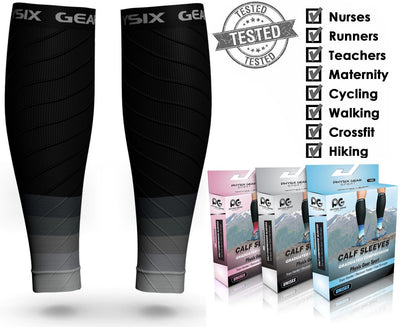 Calf Compression Sleeve for Men & Women (Black & Grey)