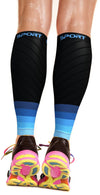 Calf Compression Sleeve for Men & Women (Black & Blue)