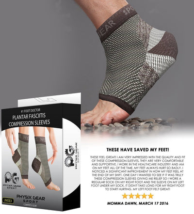 Plantar Fasciitis Compression Sleeves PAIR  (BLACK)