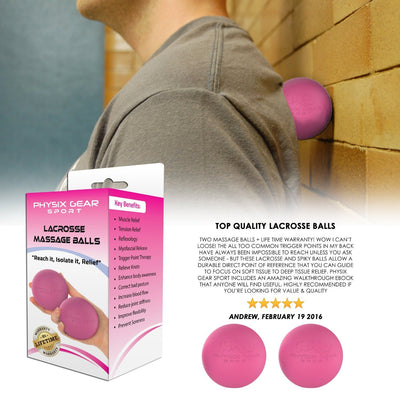 Lacrosse Massage Balls by Physix Gear Sport (2 Pack) Pink