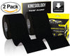 Physix Gear Sport Kinesiology Tape 2" x 16.5' Pro (Black) 2 Pack