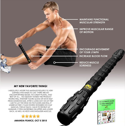 Muscle Roller Stick by Physix Gear Sport with Free Ebook (BLACK)