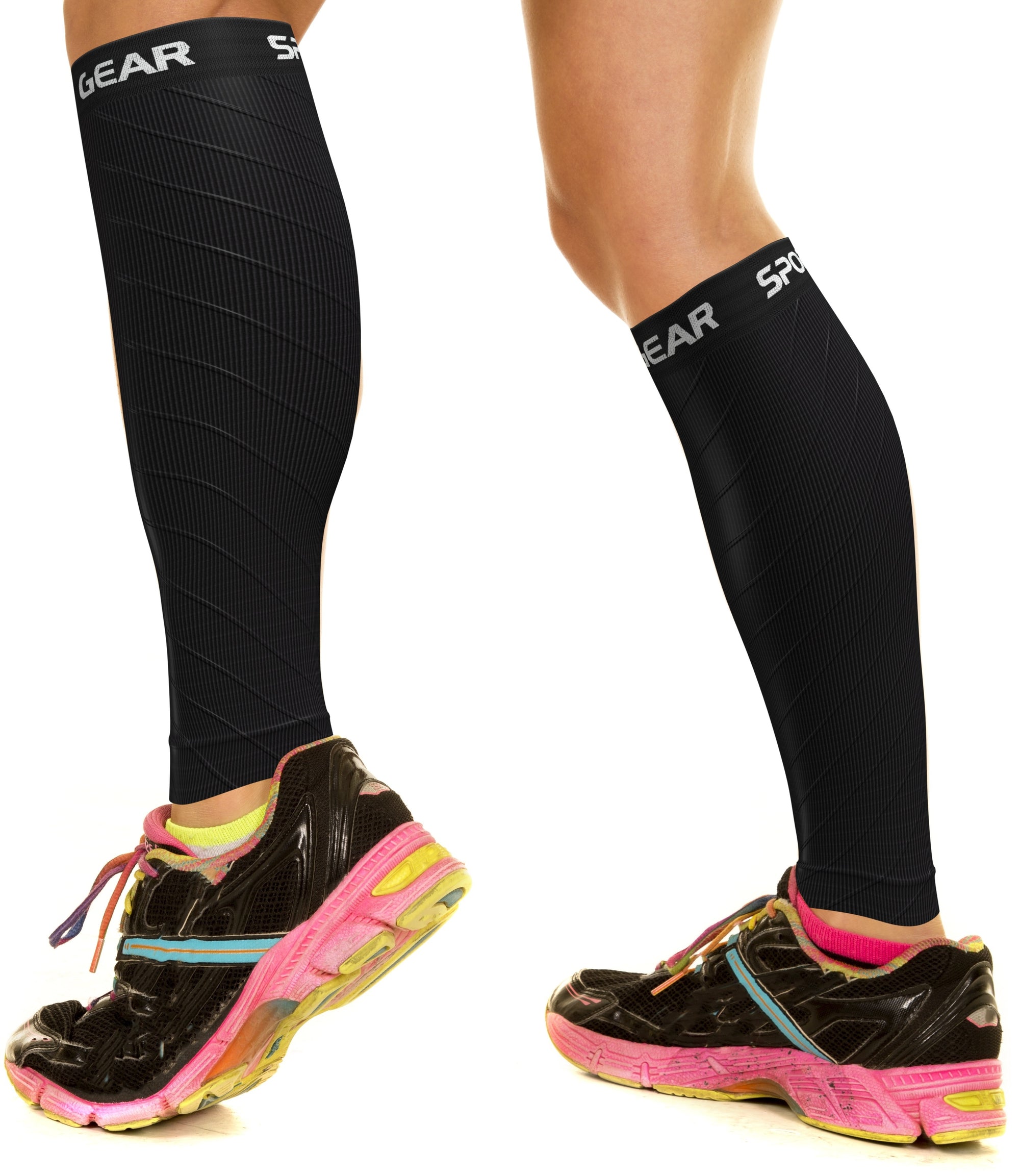 Legs Runner Men In Compression Calf Sleeves And Kneepad Running In