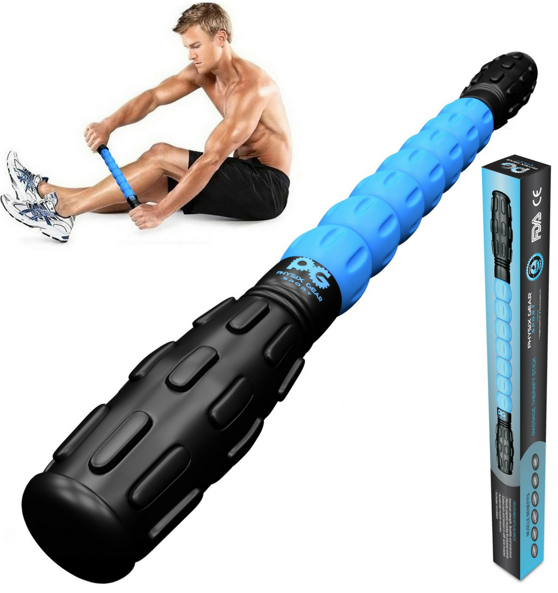 Buy Muscle Roller Sticks for sore muscles Physix Gear Sport Best Sports Massage Tool for Sore Muscles Releasing Cramps Back Tightness Myofascial Trigger Points Pain Legs Lactic Acid Knots