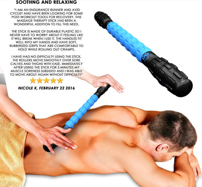 Muscle Roller Stick by Physix Gear Sport with Free Ebook (BLUE)