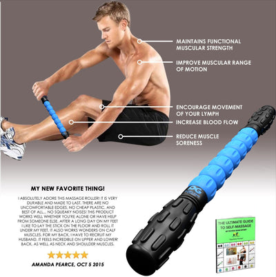 Muscle Roller Stick by Physix Gear Sport with Free Ebook (BLUE)