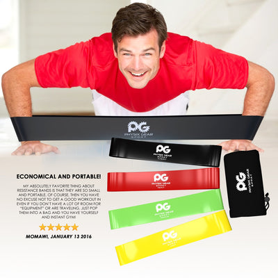 Resistance Loop Bands (Set of 4- Red Black Green Yellow) 10x2in