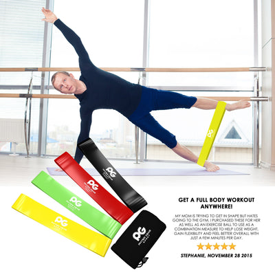 Resistance Loop Bands (Set of 4- Red Black Green Yellow) 10x2in